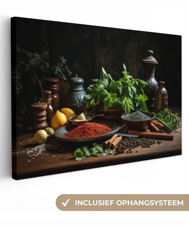 OneMillionCanvasses® Leinwandbild Kräuter-Stillleben Schwarz - Bild 2