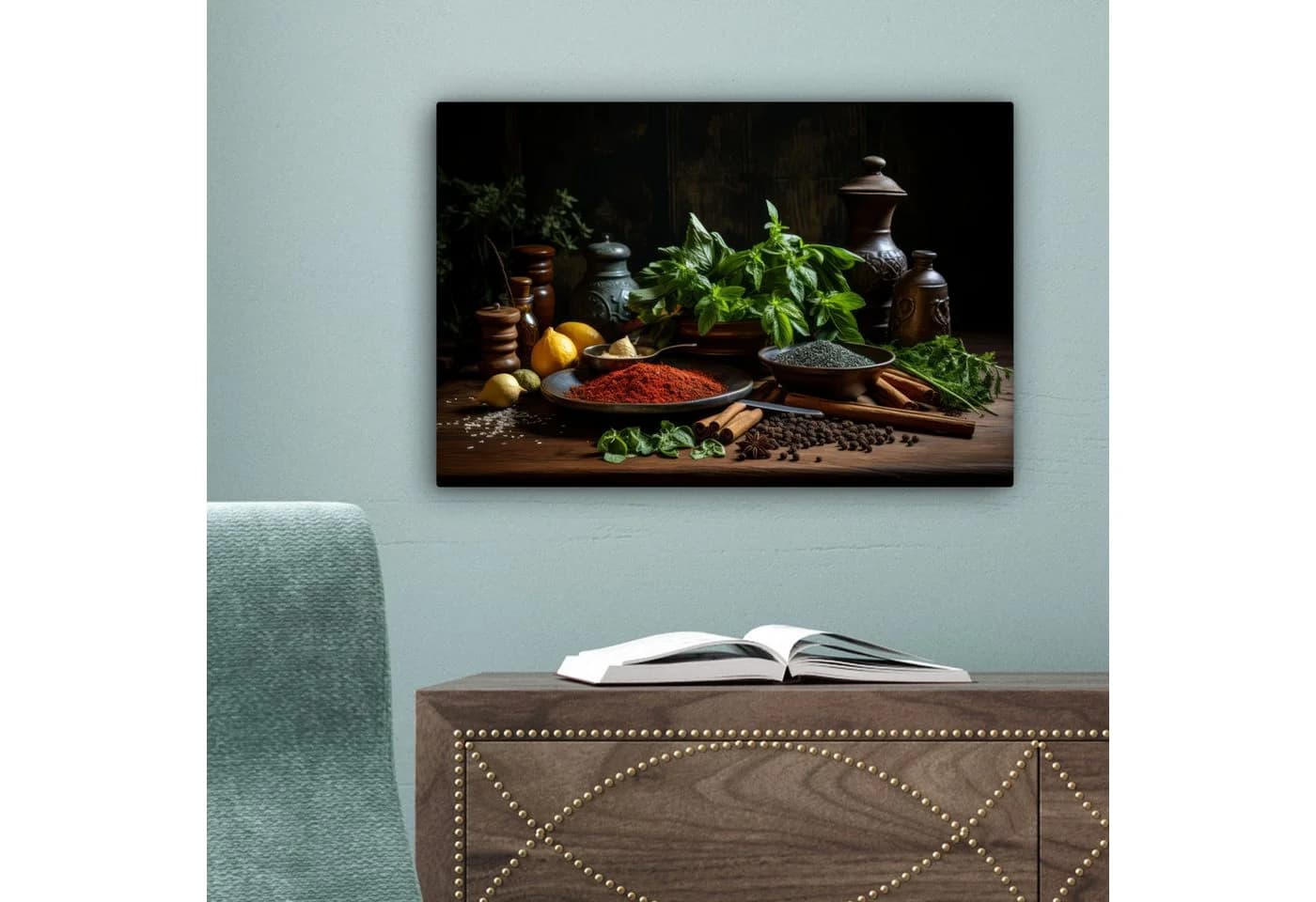 OneMillionCanvasses® Leinwandbild Kräuter-Stillleben Schwarz - Bild 5