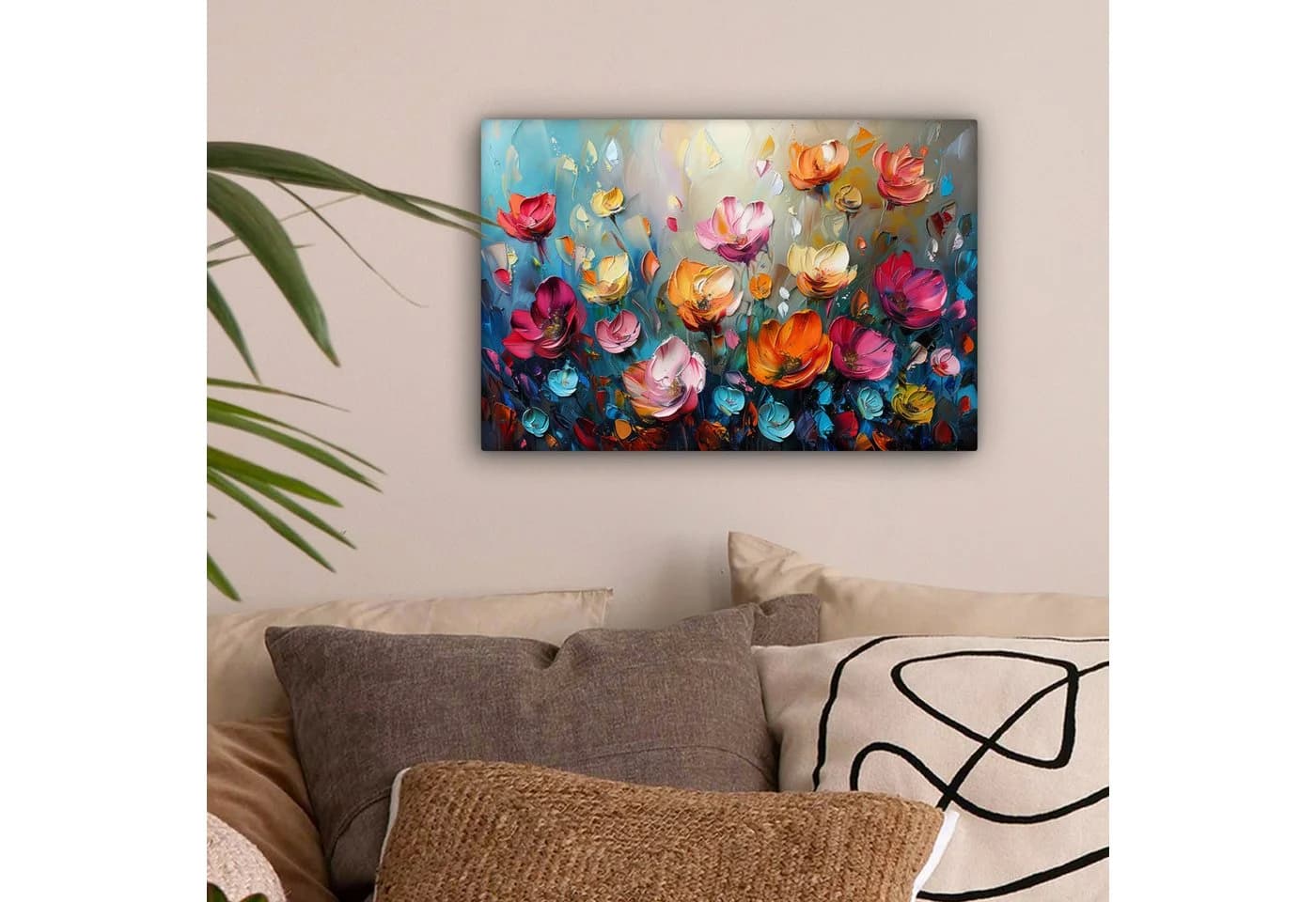 OneMillionCanvasses Leinwandbild Blumen Bunt Abstrakt 30x20 cm