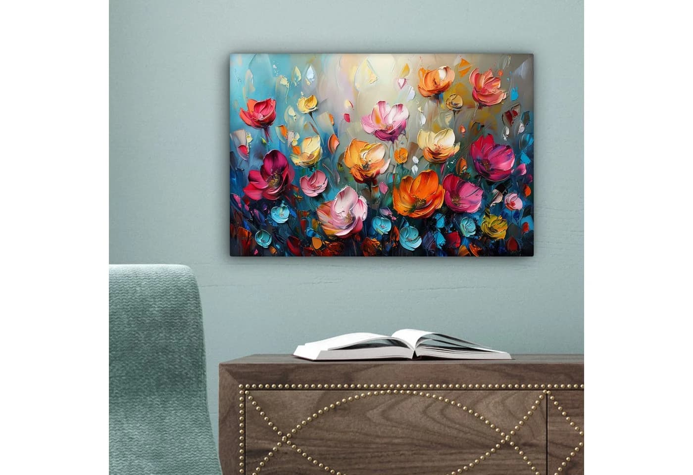 OneMillionCanvasses Leinwandbild Blumen Bunt Abstrakt 30x20 cm - Bild 5