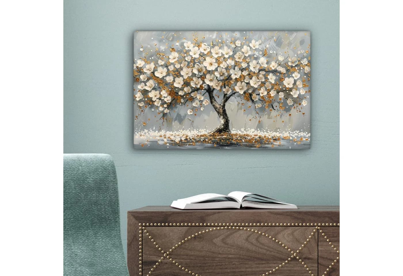 OneMillionCanvasses® Leinwandbild Abstrakt Baum Gold - Bild 5