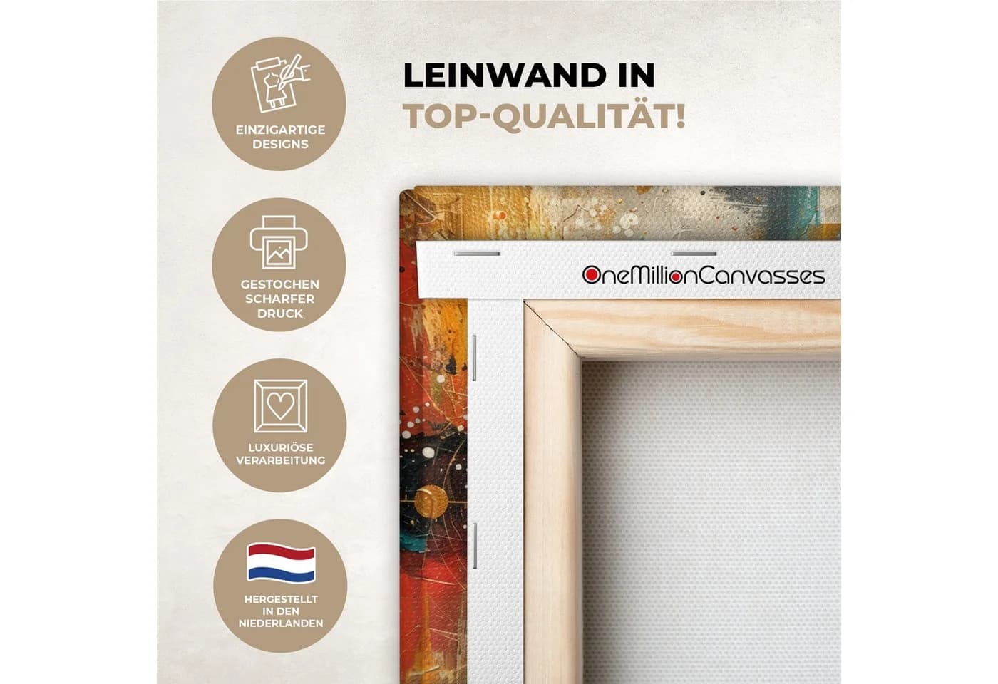 OneMillionCanvasses® Leinwandbild Abstrakt Gold 30x20 cm - Bild 3