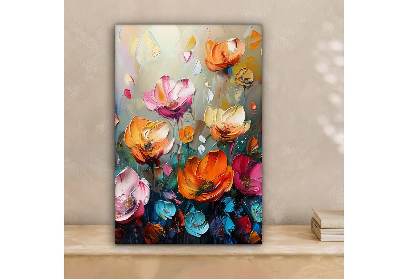 OneMillionCanvasses® Leinwandbild Blumen Bunt Abstrakt