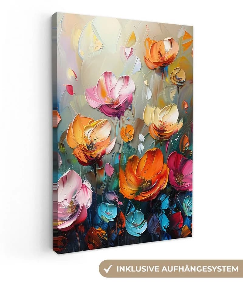 OneMillionCanvasses® Leinwandbild Blumen Bunt Abstrakt - Bild 2