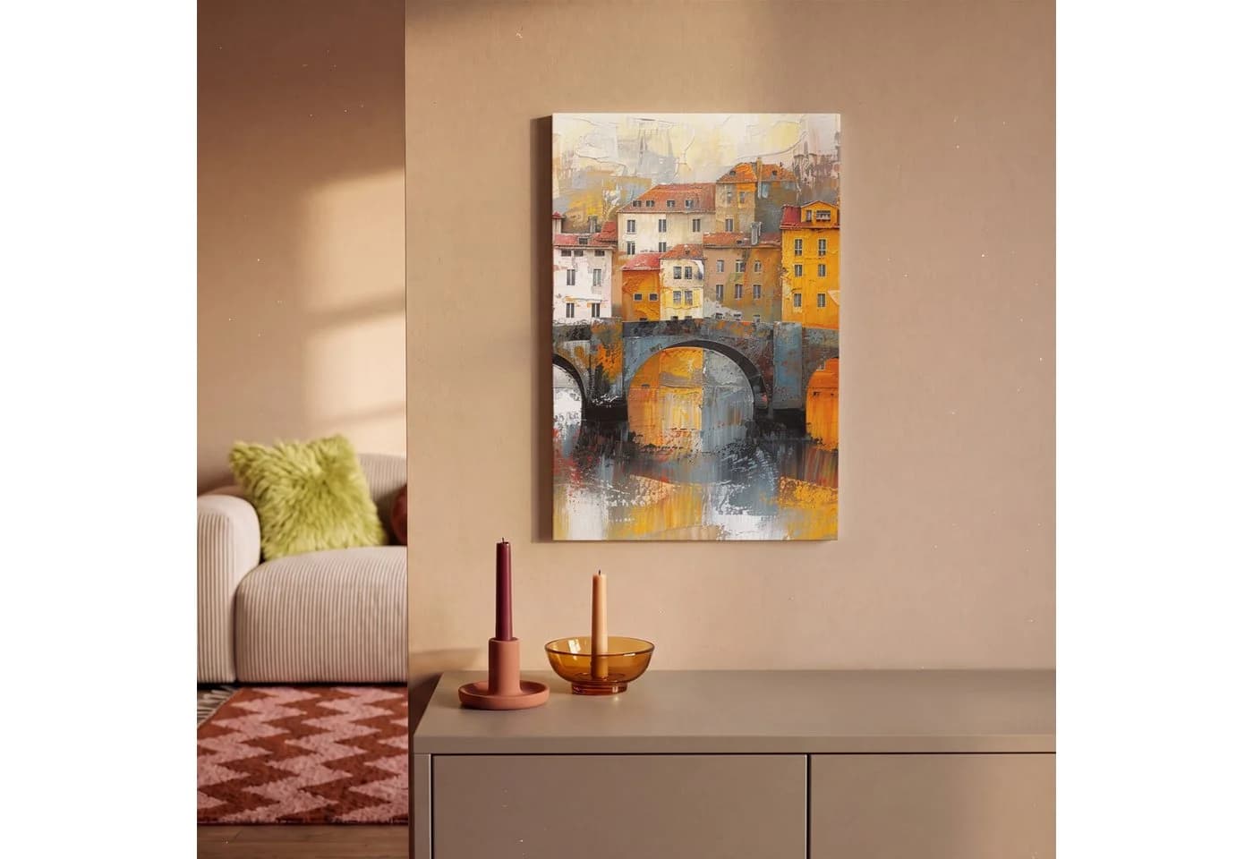 OneMillionCanvasses® Leinwandbild Graben - Häuser - Kunst, Fotodruck 20x30 cm