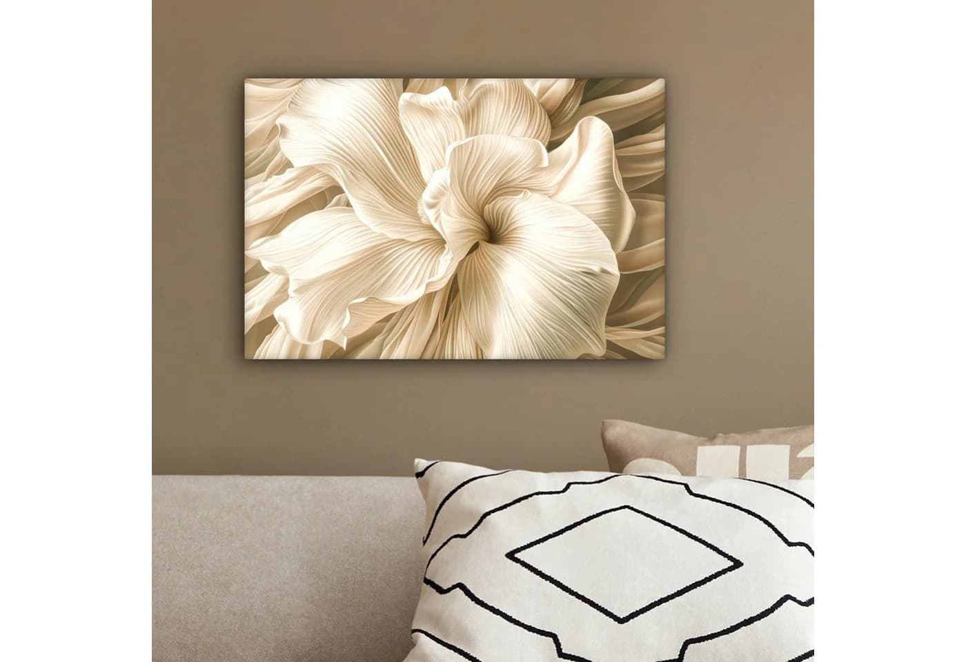 OneMillionCanvasses® Leinwandbild Abstrakt Beige Blumen - Bild 4