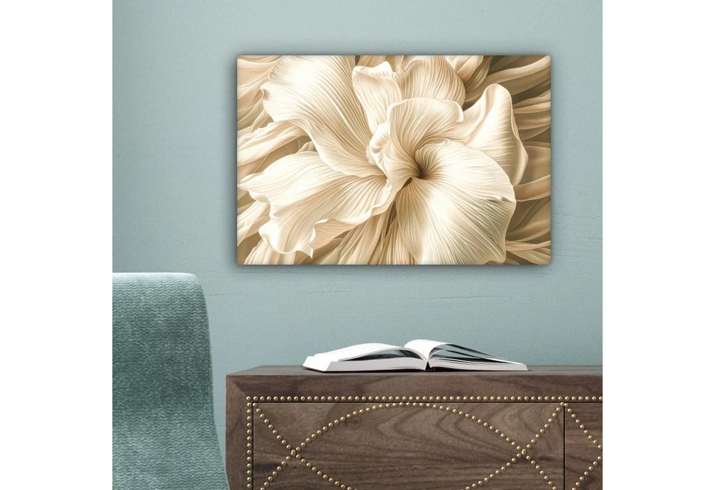 OneMillionCanvasses® Leinwandbild Abstrakt Beige Blumen - Bild 5