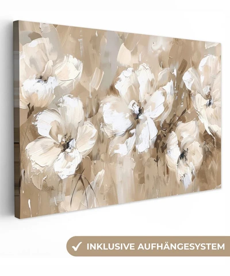 OneMillionCanvasses® Leinwandbild Blumen Beige Modern Retro - Bild 2