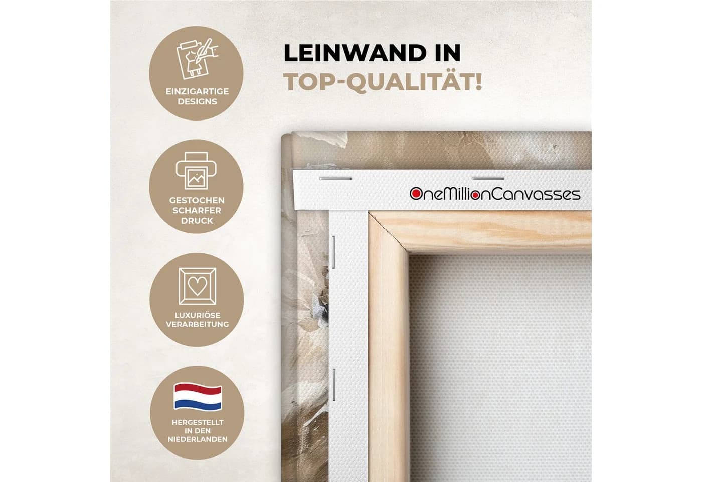 OneMillionCanvasses® Leinwandbild Blumen Beige Modern Retro - Bild 3