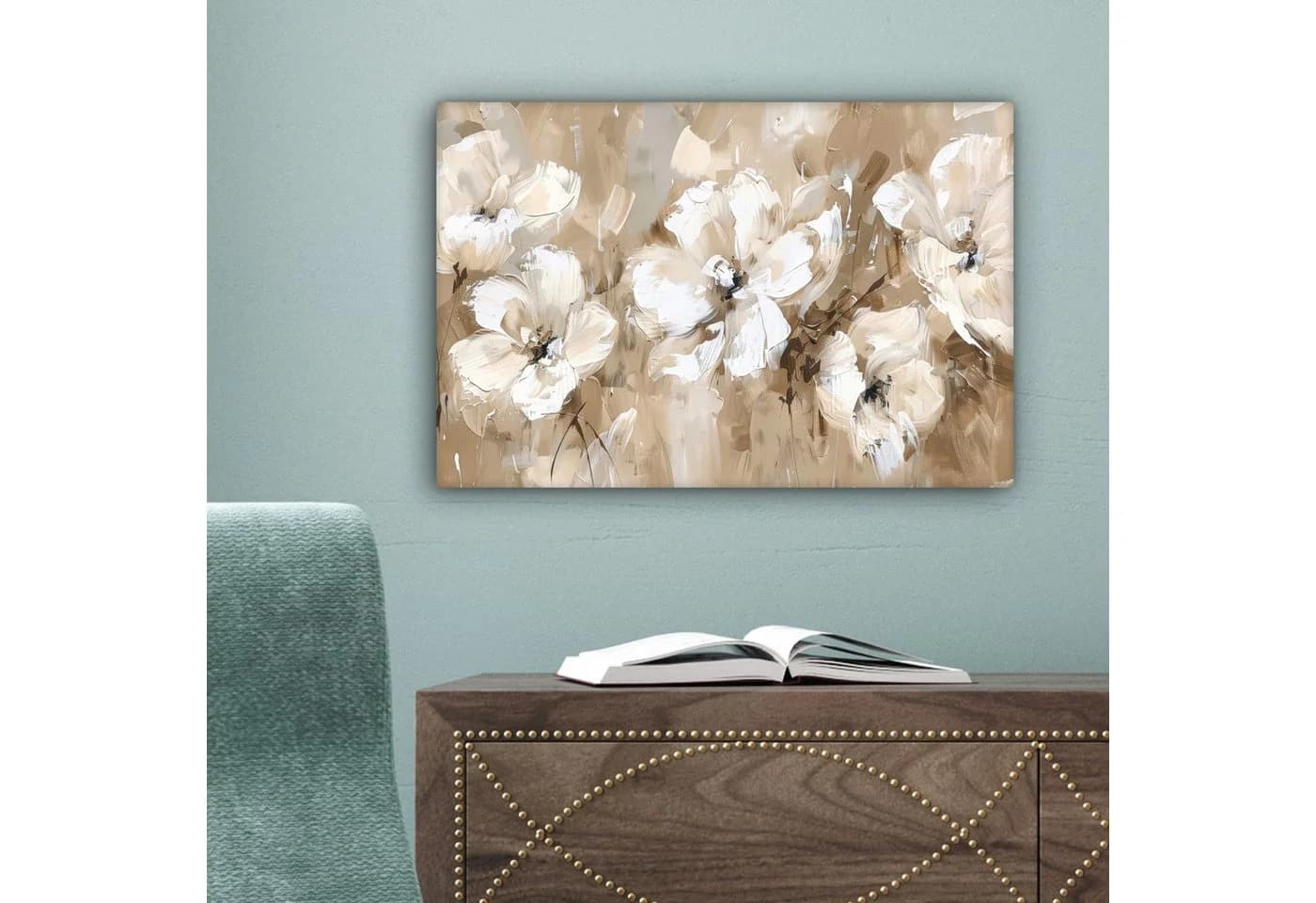 OneMillionCanvasses® Leinwandbild Blumen Beige Modern Retro - Bild 5