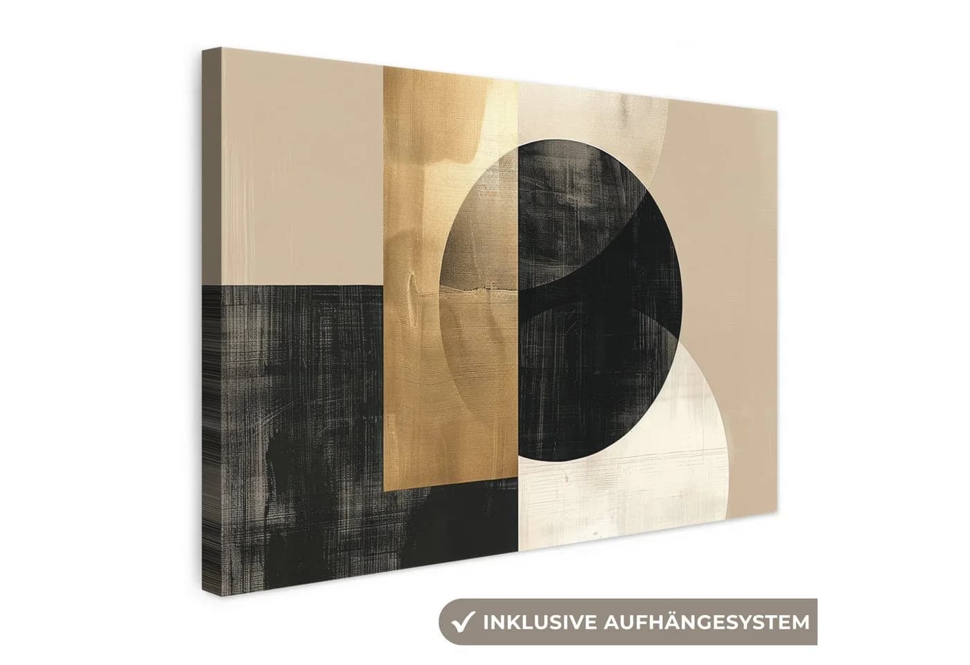 OneMillionCanvasses® Leinwandbild Abstrakt Modern Schwarz Gold Fotodruck 30x20 cm - Bild 2