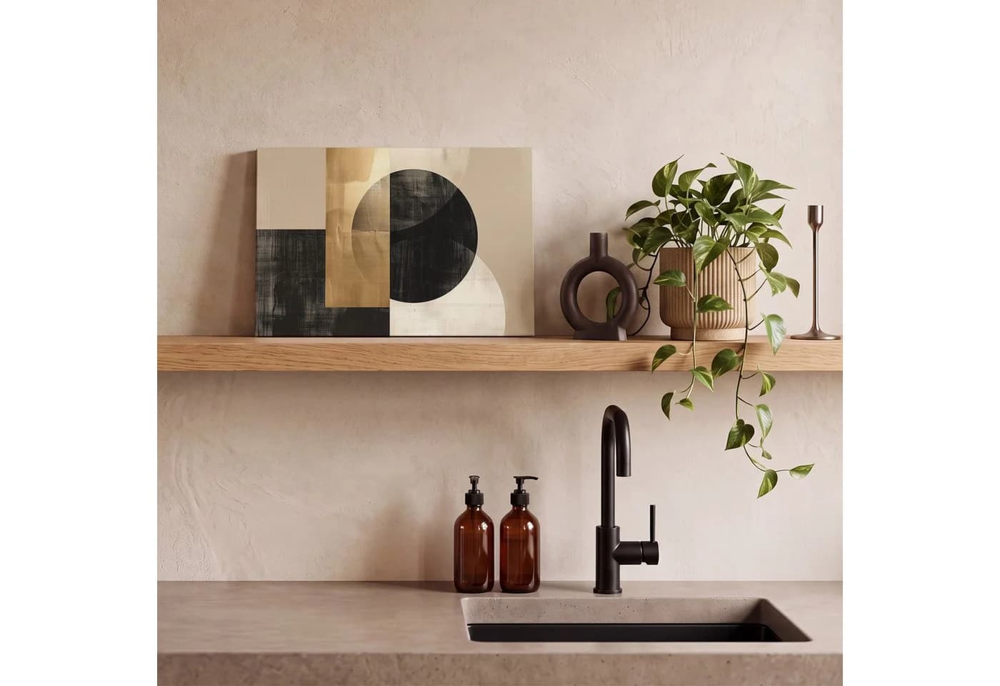 OneMillionCanvasses® Leinwandbild Abstrakt Modern Schwarz Gold Fotodruck 30x20 cm - Bild 5