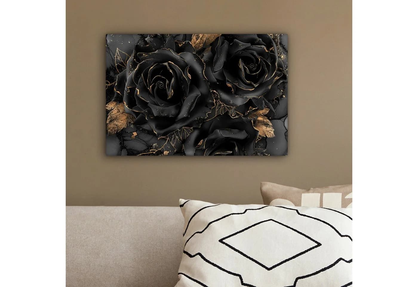 OneMillionCanvasses® Leinwandbild Rosen Schwarz Gold Fotodruck 30x20 cm - Bild 4