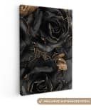 OneMillionCanvasses Leinwandbild Rosen Schwarz Gold Wanddekoration Bild 2