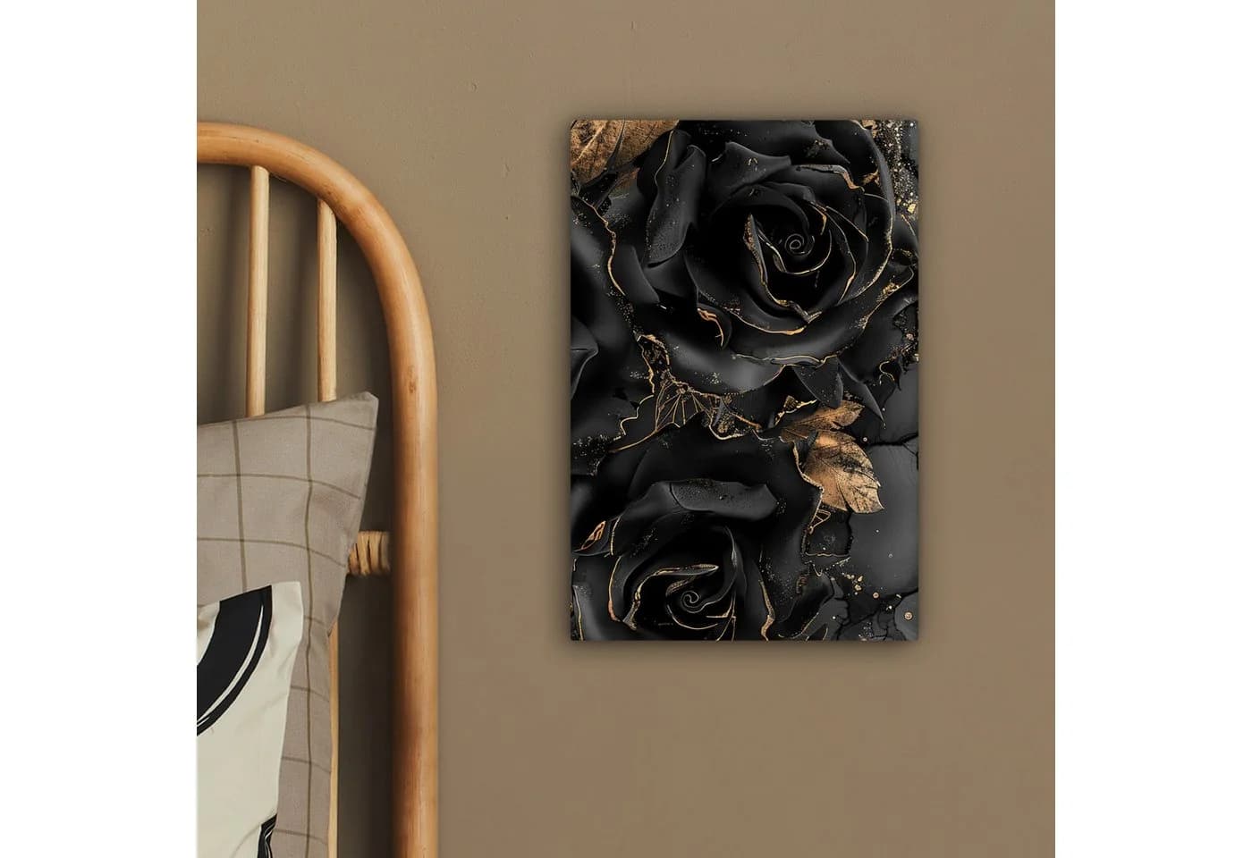 OneMillionCanvasses Leinwandbild Rosen Schwarz Gold Wanddekoration - Bild 4