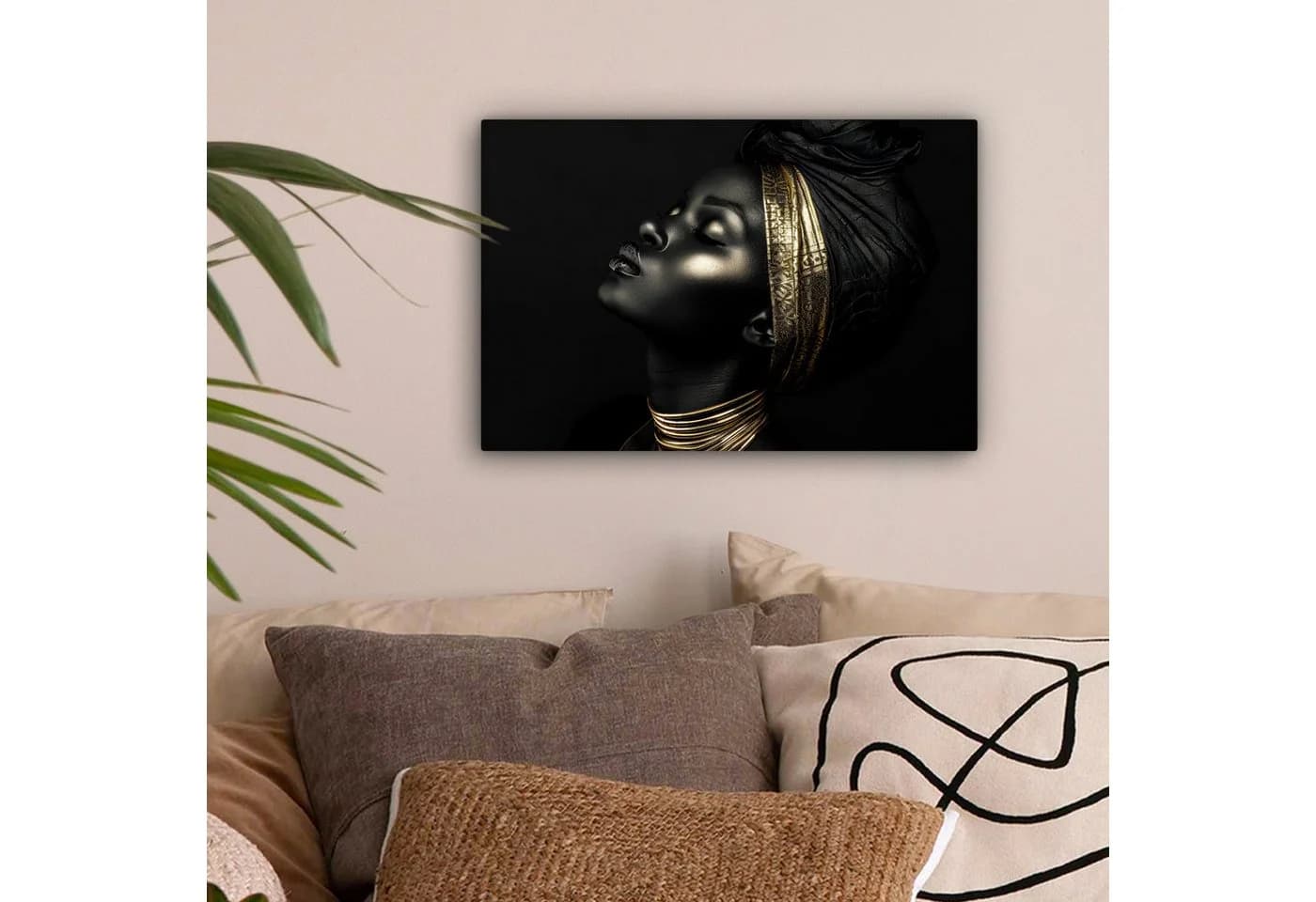 OneMillionCanvasses Leinwandbild Frau Gold Porträt Modern
