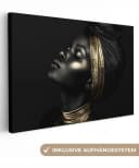 OneMillionCanvasses Leinwandbild Frau Gold Porträt Modern Bild 2