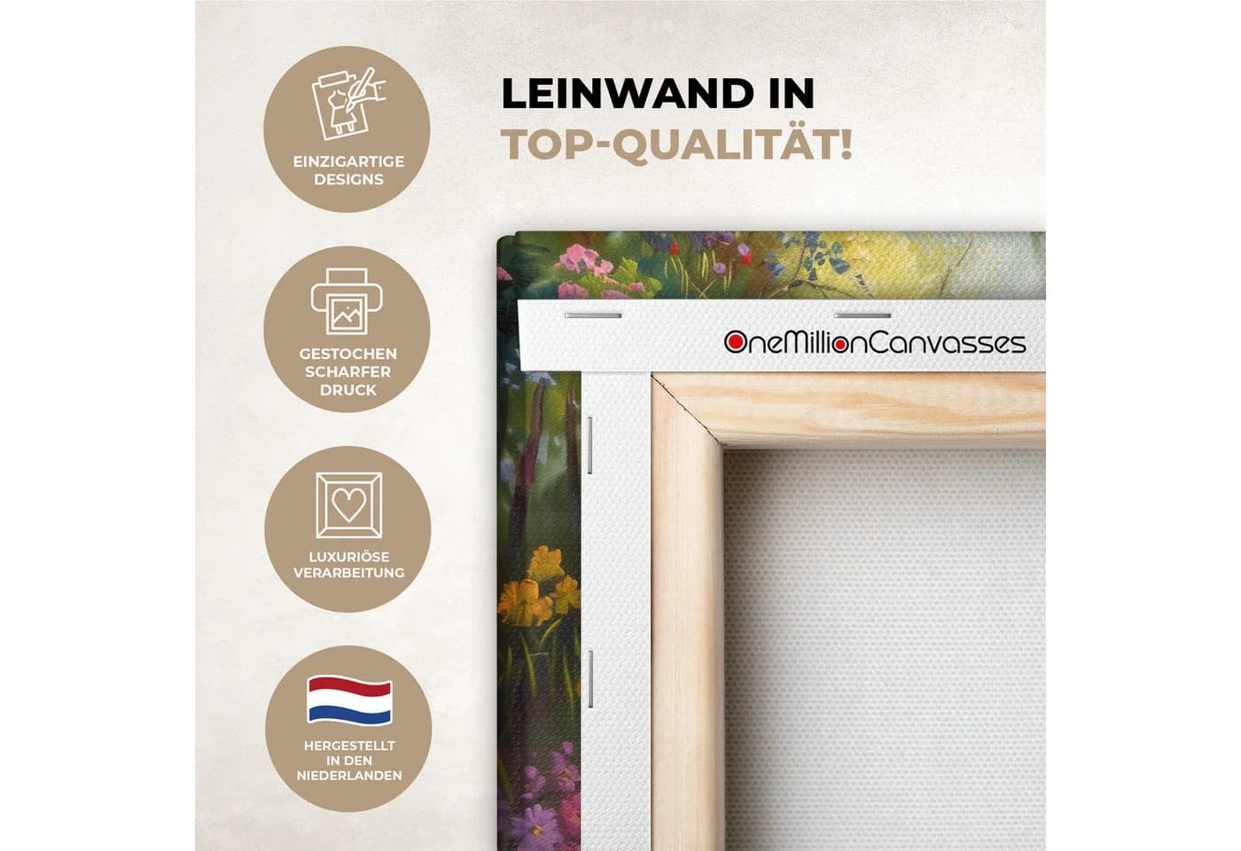 OneMillionCanvasses® Leinwandbild Natur - Landschaft - Blumen - Farbenfroh, Fotodruck 30x20 cm - Bild 3