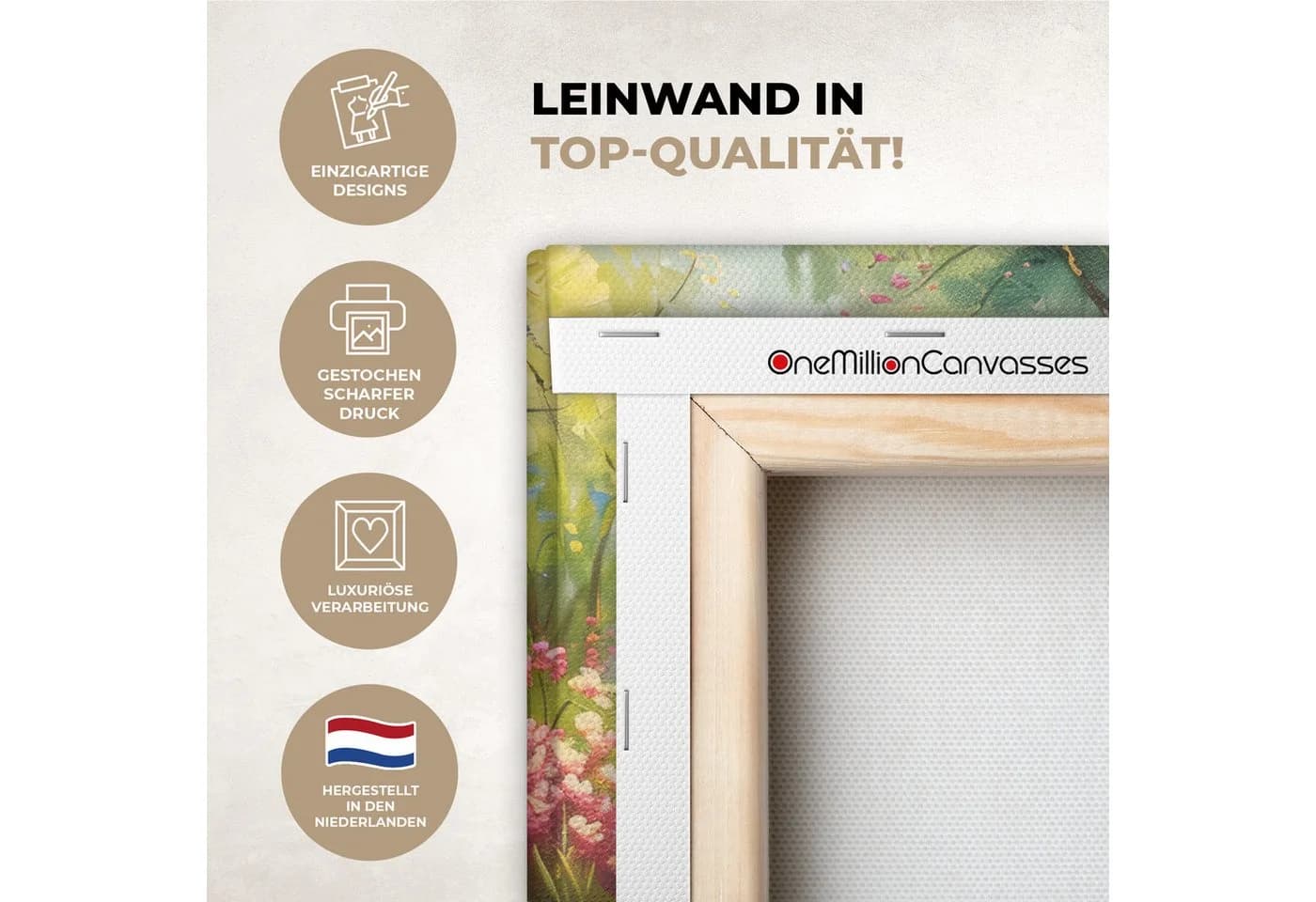 OneMillionCanvasses® Leinwandbild Natur Blumen Landschaft Bunt - Bild 3