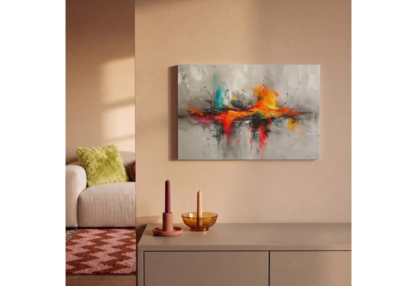 OneMillionCanvasses® Leinwandbild Modern - Orange Grau - 30x20 cm