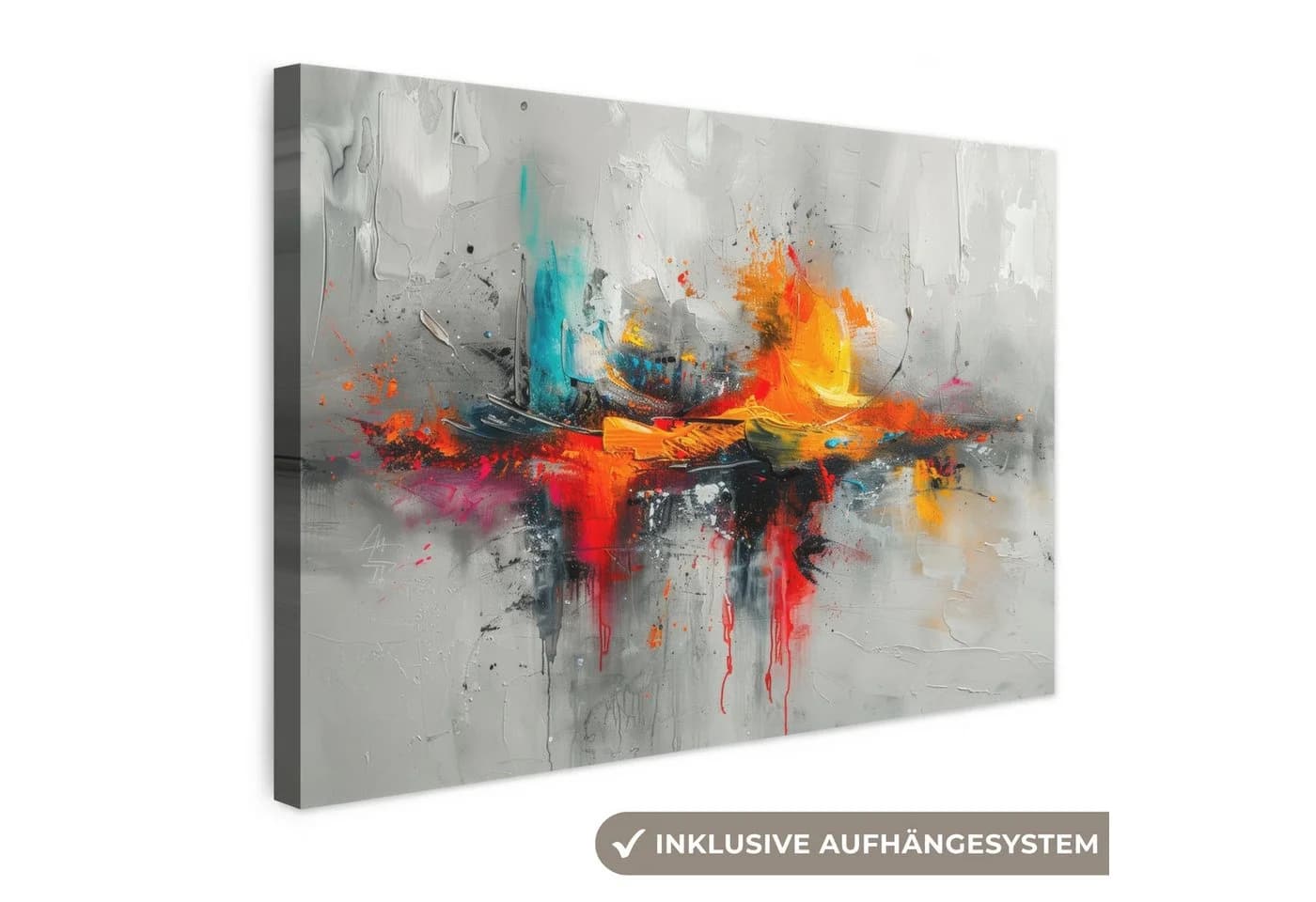 OneMillionCanvasses® Leinwandbild Modern - Orange Grau - 30x20 cm - Bild 2