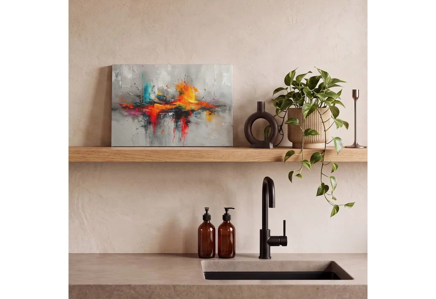 OneMillionCanvasses® Leinwandbild Modern - Orange Grau - 30x20 cm - Bild 5