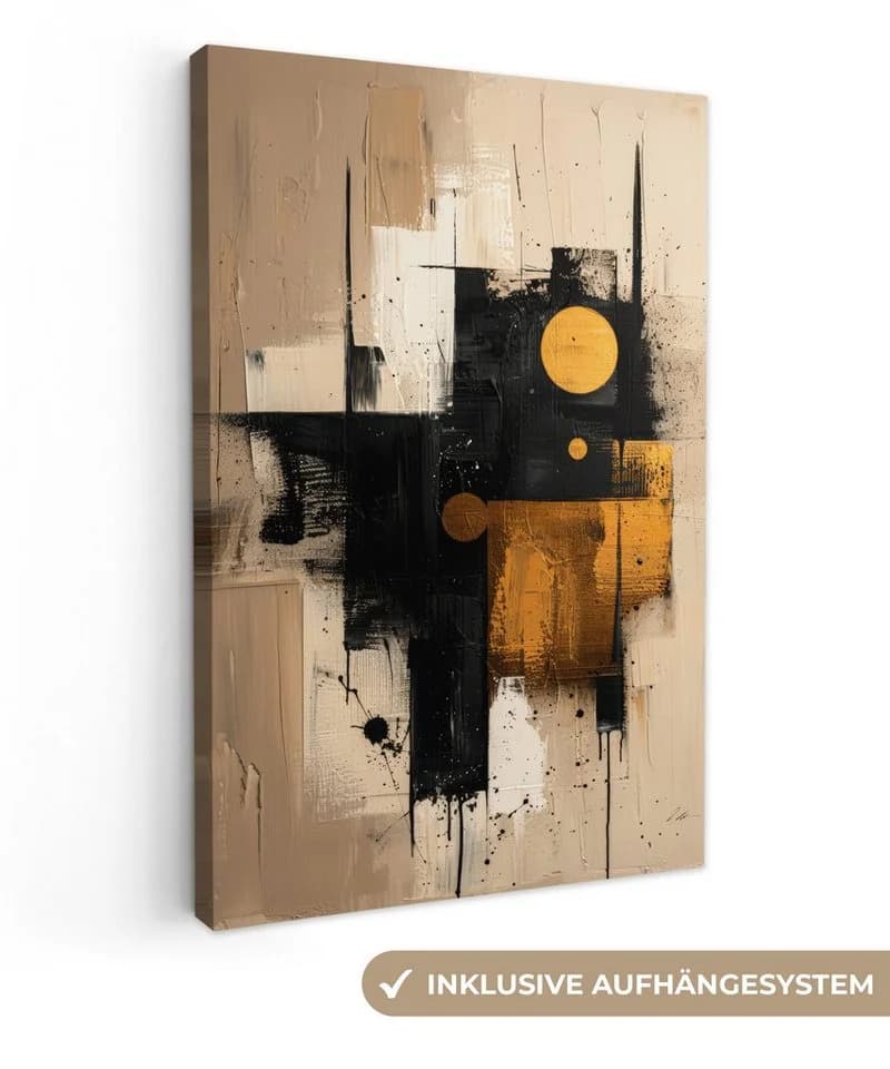 OneMillionCanvasses® Leinwandbild Abstrakt Schwarz Gold Modern - Bild 2