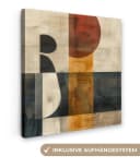OneMillionCanvasses® Leinwandbild Abstrakt Grau Beige Orange Modern Bild 2