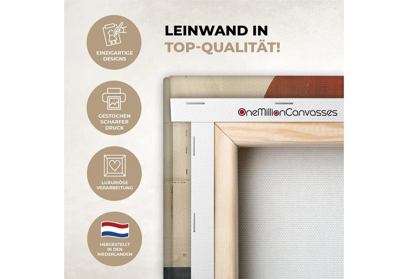 OneMillionCanvasses® Leinwandbild Abstrakt Grau Beige Orange Modern - Bild 3
