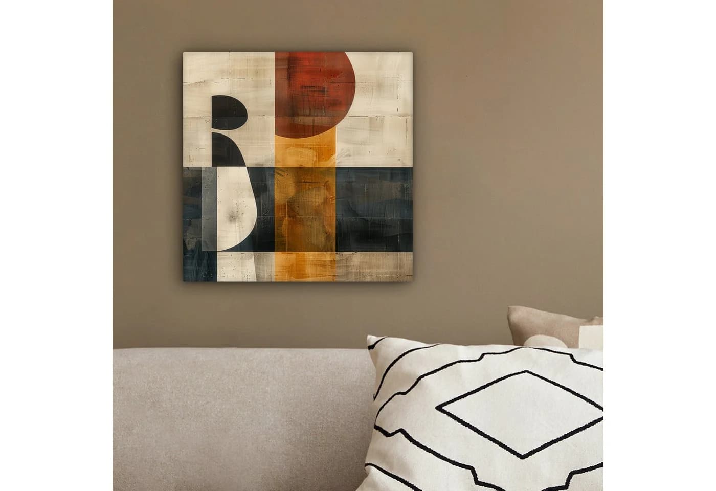 OneMillionCanvasses® Leinwandbild Abstrakt Grau Beige Orange Modern - Bild 4