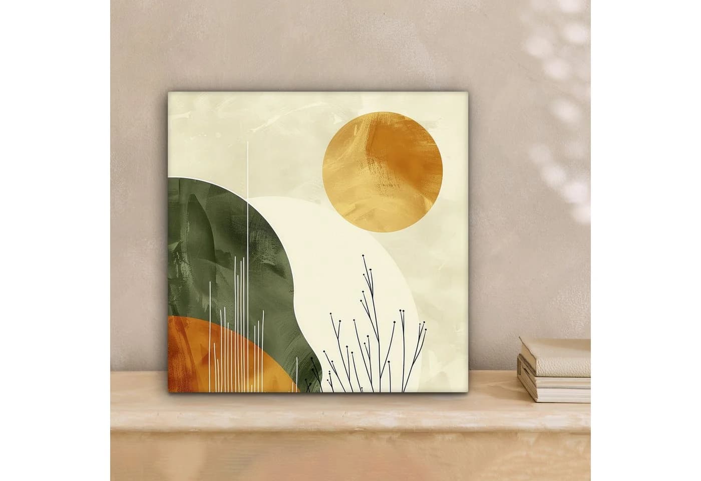 OneMillionCanvasses® Leinwandbild Abstrakt - Landschaft - Sonne - Kunst, Fotodruck (1 St), Wandbild, Deko Schlafzimmer Wohnzimmer Flur 20x20 cm