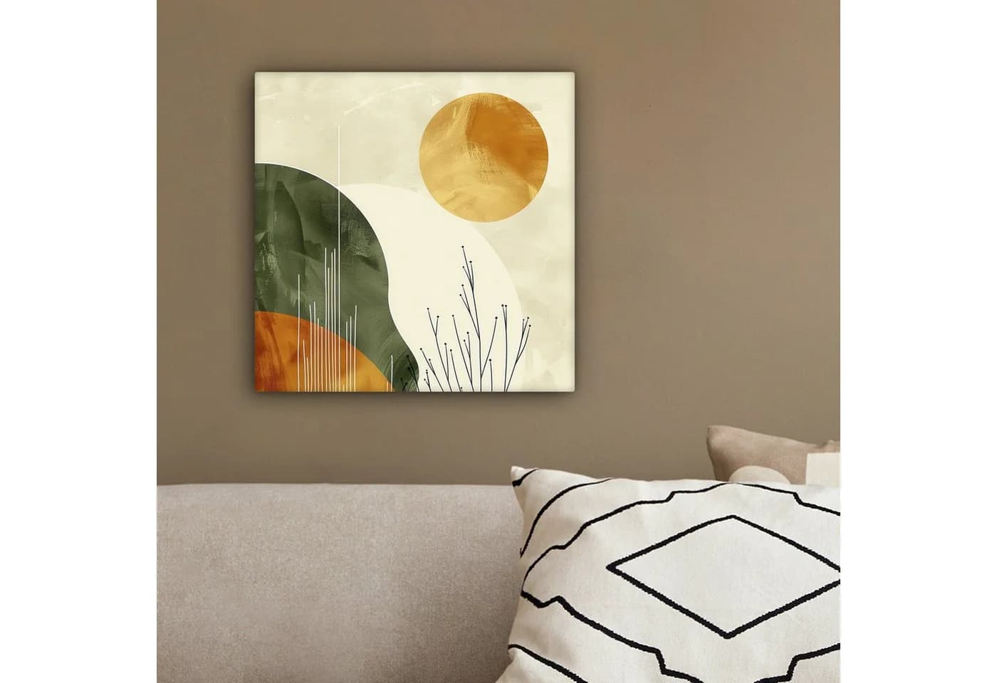 OneMillionCanvasses® Leinwandbild Abstrakt - Landschaft - Sonne - Kunst, Fotodruck (1 St), Wandbild, Deko Schlafzimmer Wohnzimmer Flur 20x20 cm - Bild 4