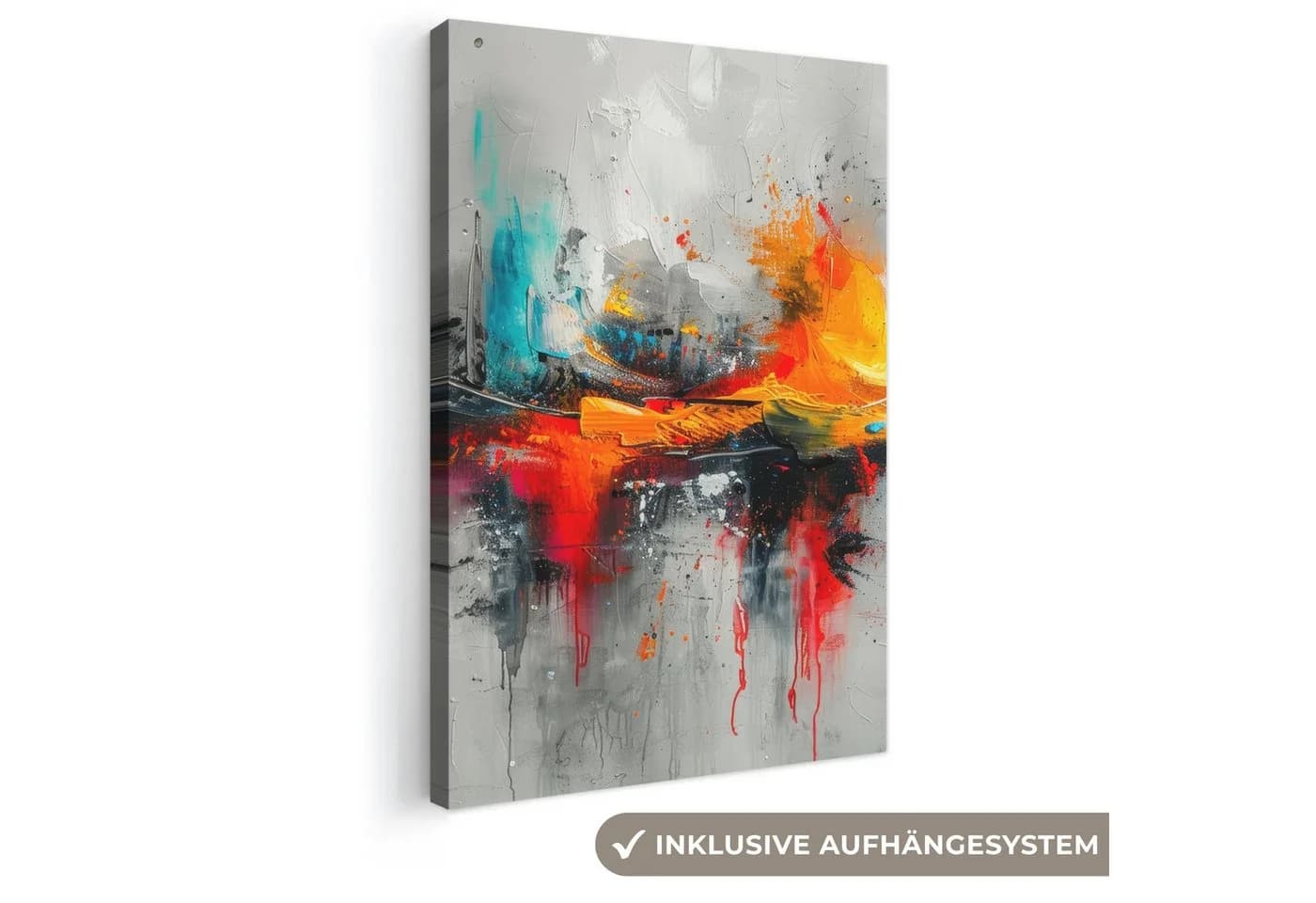 OneMillionCanvasses® Leinwandbild Modern Orange Grau Kunst Fotodruck 20x30 cm - Bild 2