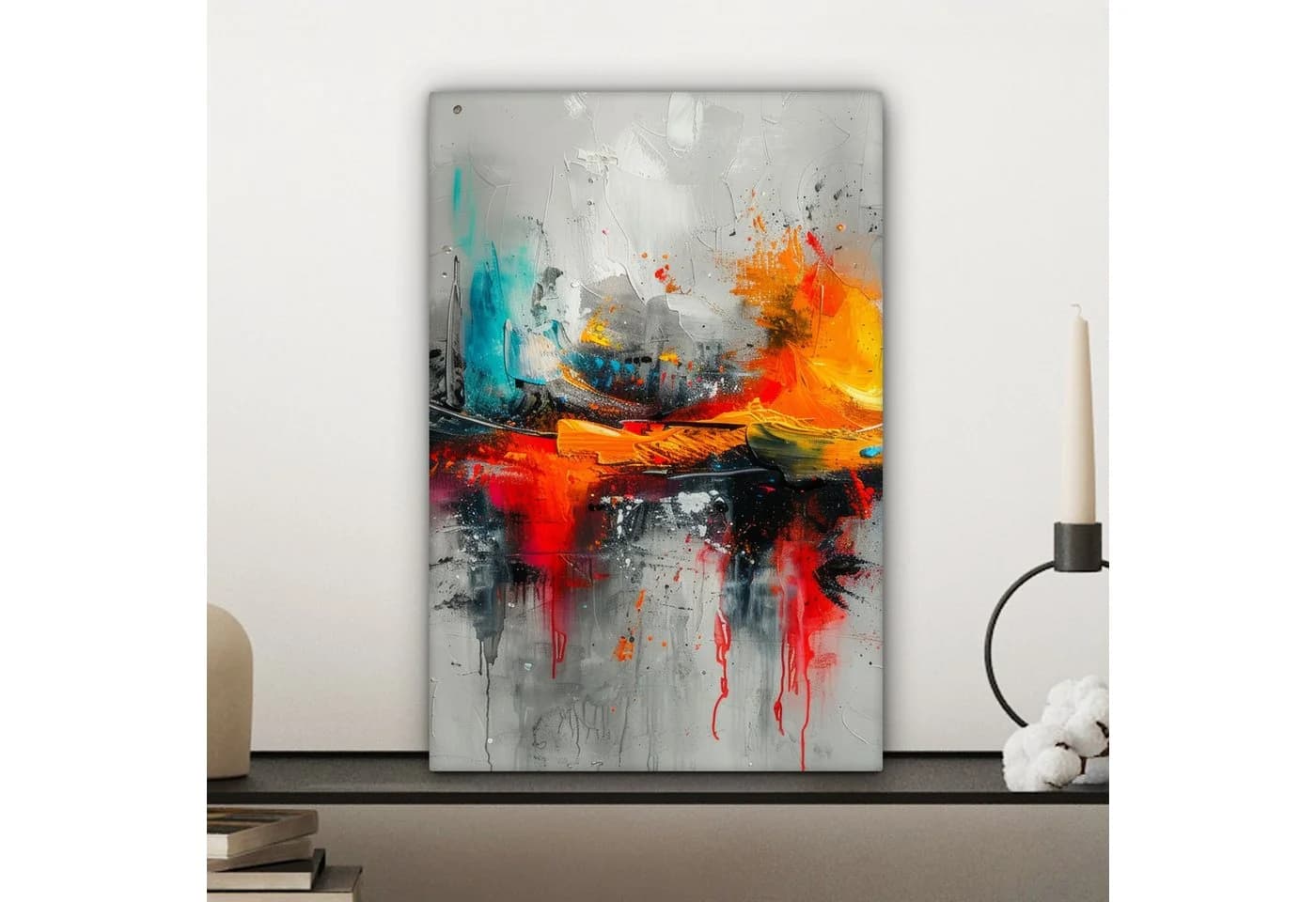 OneMillionCanvasses® Leinwandbild Modern Orange Grau Kunst Fotodruck 20x30 cm - Bild 4