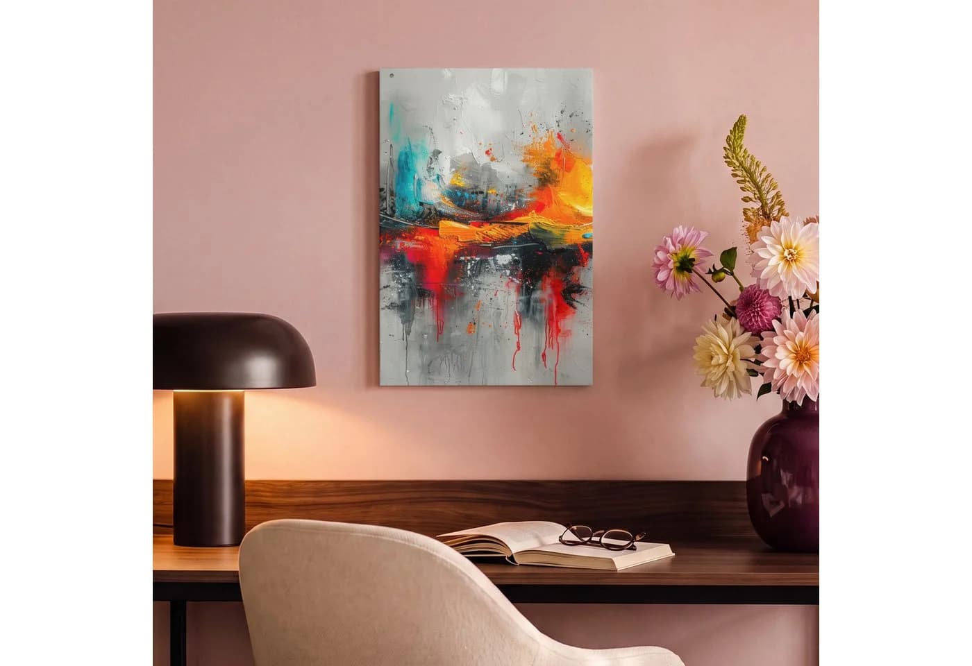 OneMillionCanvasses® Leinwandbild Modern Orange Grau Kunst Fotodruck 20x30 cm - Bild 5