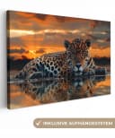 OneMillionCanvasses® Leinwandbild Leopard Natur Orange Braun Modern Bild 2