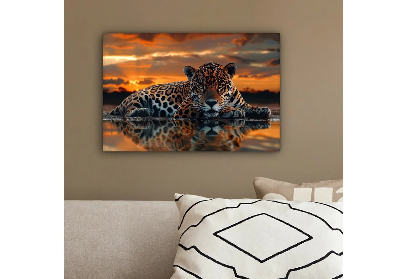 OneMillionCanvasses® Leinwandbild Leopard Natur Orange Braun Modern - Bild 4