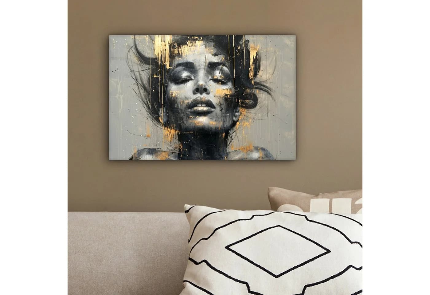 OneMillionCanvasses® Leinwandbild Frau Kunst Gold Abstrakt Glamour Fotodruck 30x20 cm - Bild 4