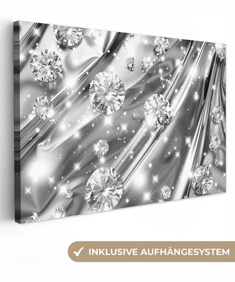 OneMillionCanvasses® Leinwandbild Abstrakt - Diamant - Luxus - Modern - Silber - Bild 2