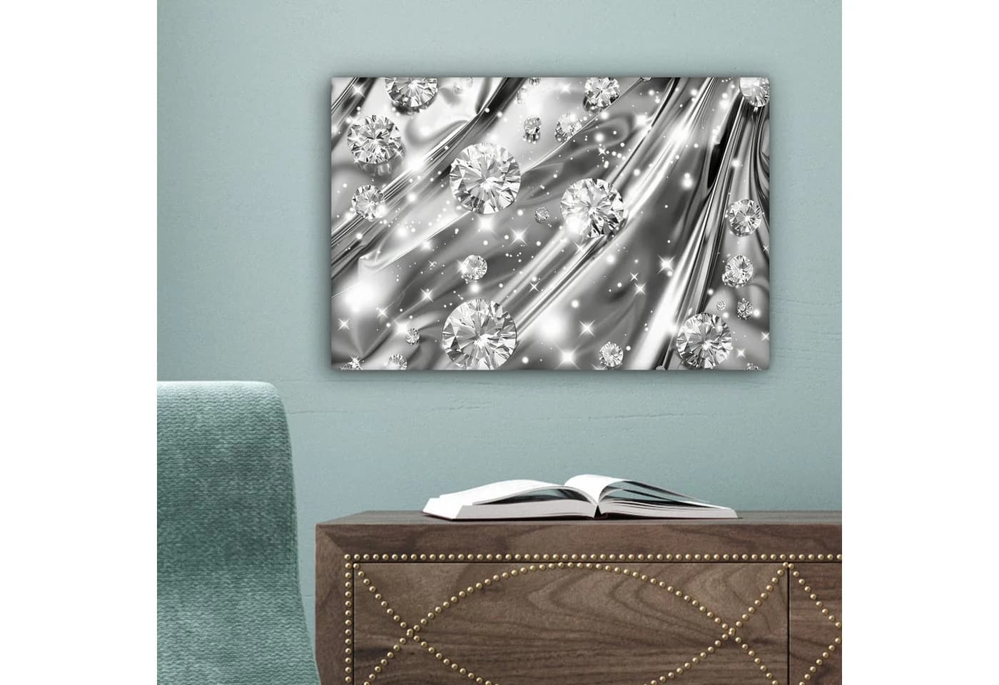 OneMillionCanvasses® Leinwandbild Abstrakt - Diamant - Luxus - Modern - Silber - Bild 5