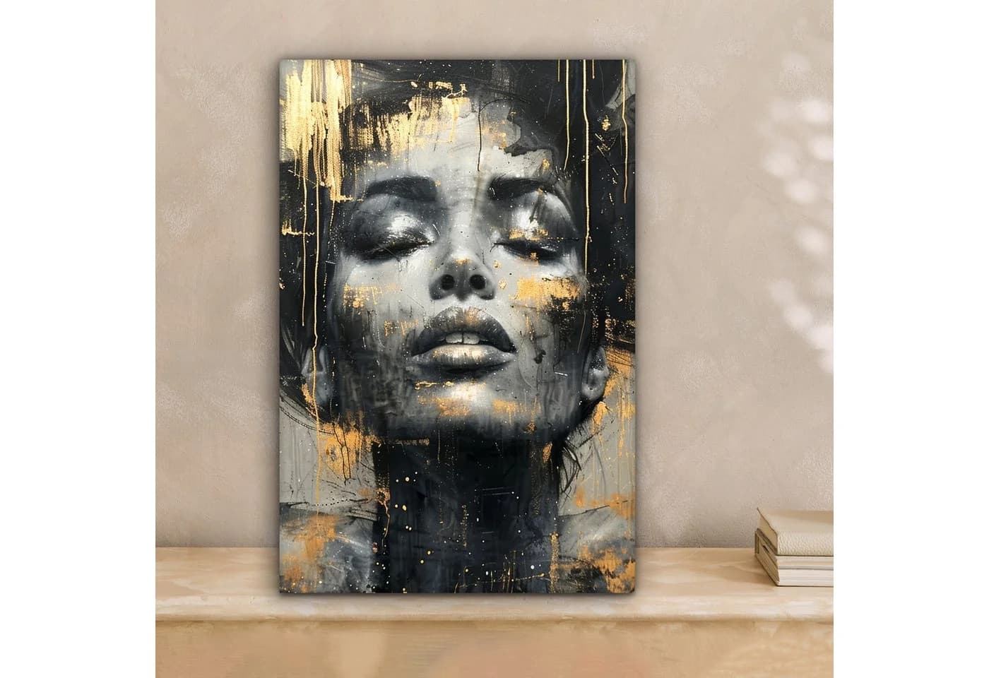 OneMillionCanvasses® Leinwandbild Frau Gold Glamour