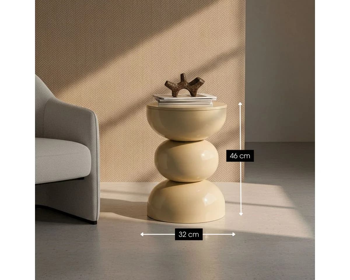 Mica Decorations Luna Beistelltisch Rund Beige - Bild 3