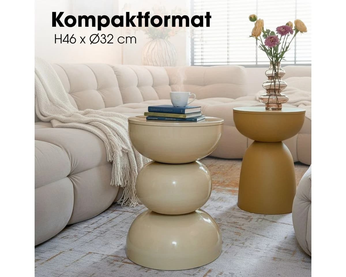 Mica Decorations Luna Beistelltisch Rund Beige - Bild 4