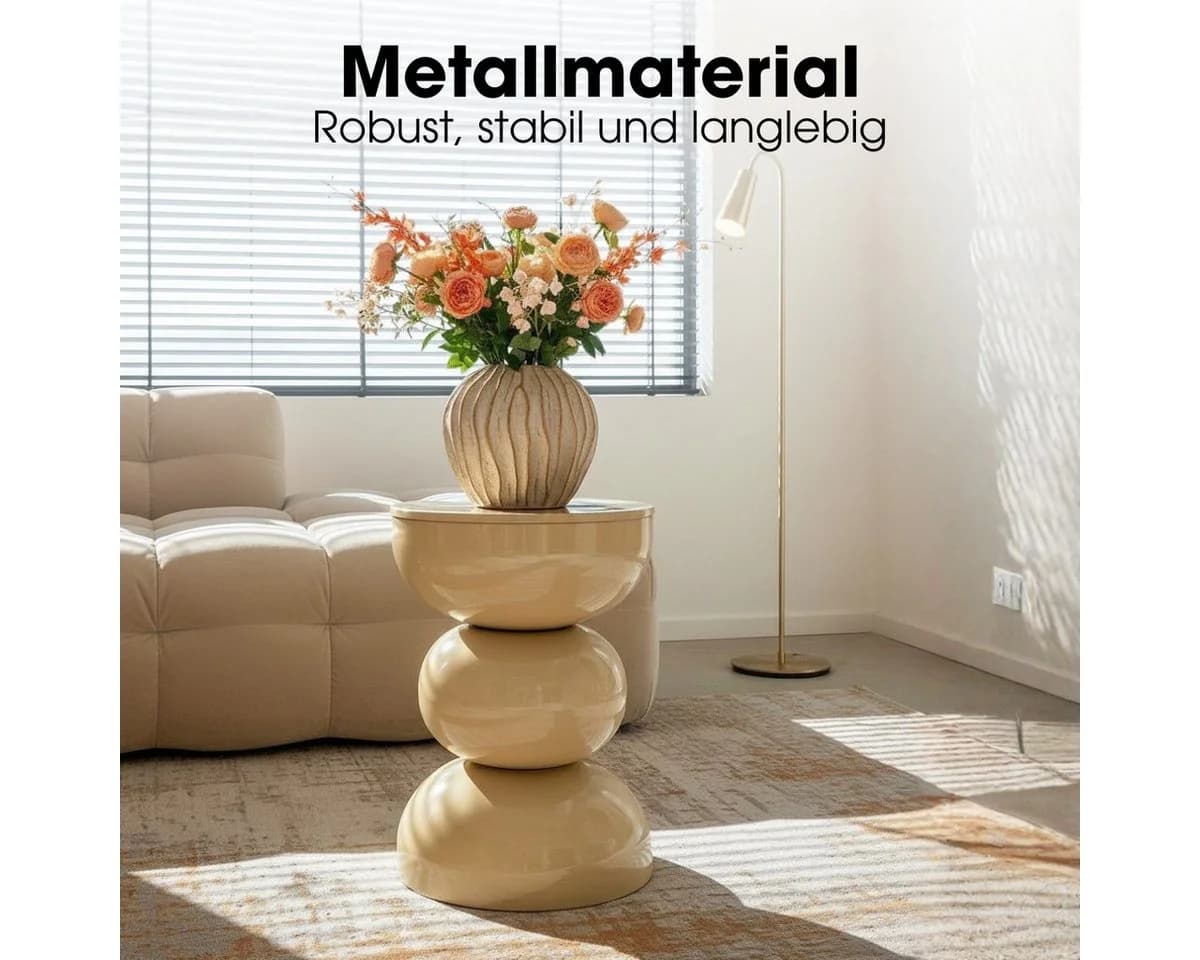 Mica Decorations Luna Beistelltisch Rund Beige - Bild 5