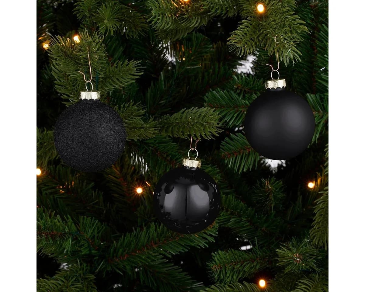 Mica Decorations Weihnachtsbaumkugel Glas Schwarz 26 Stk