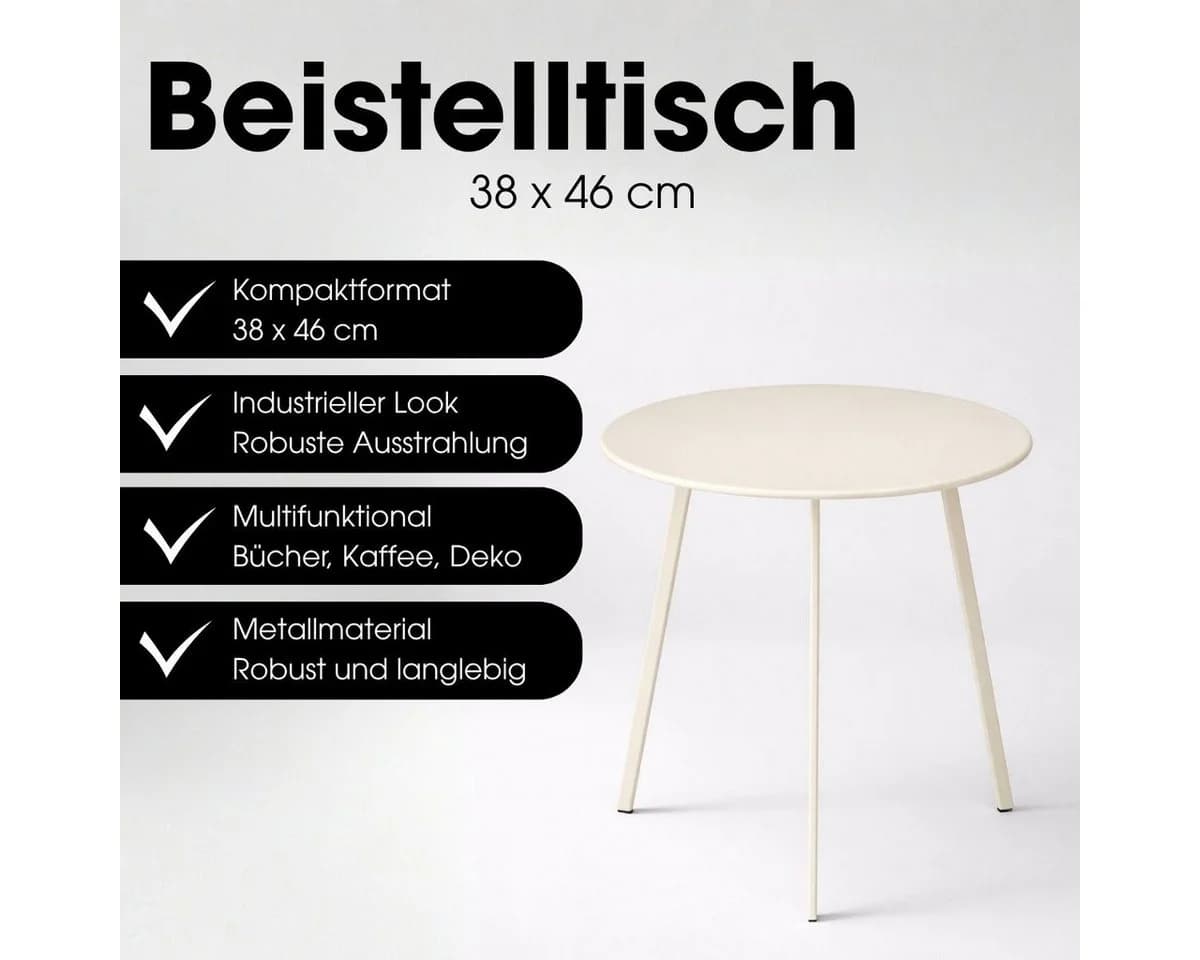 Mica Decorations Seattle Beistelltisch Cremefarben Industrieller Look