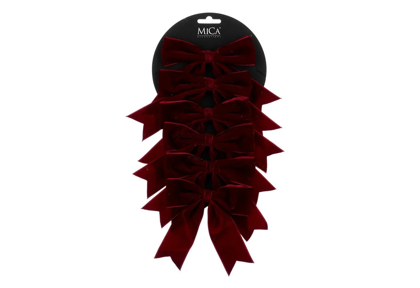 Mica Decorations Weihnachtsschleifen 6er Set Weinrot Samt