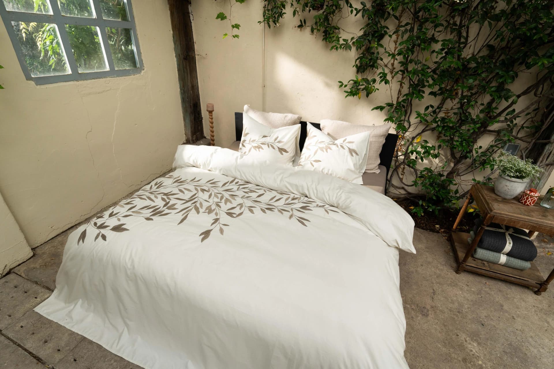 KAYORI Wendebettwäsche Habo Beige Natur Perkal Bio-Baumwolle