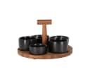 Jens Living Servierset Bits & Bites Bo Schwarz Akazienholz & 5 Keramikschalen Bild 3