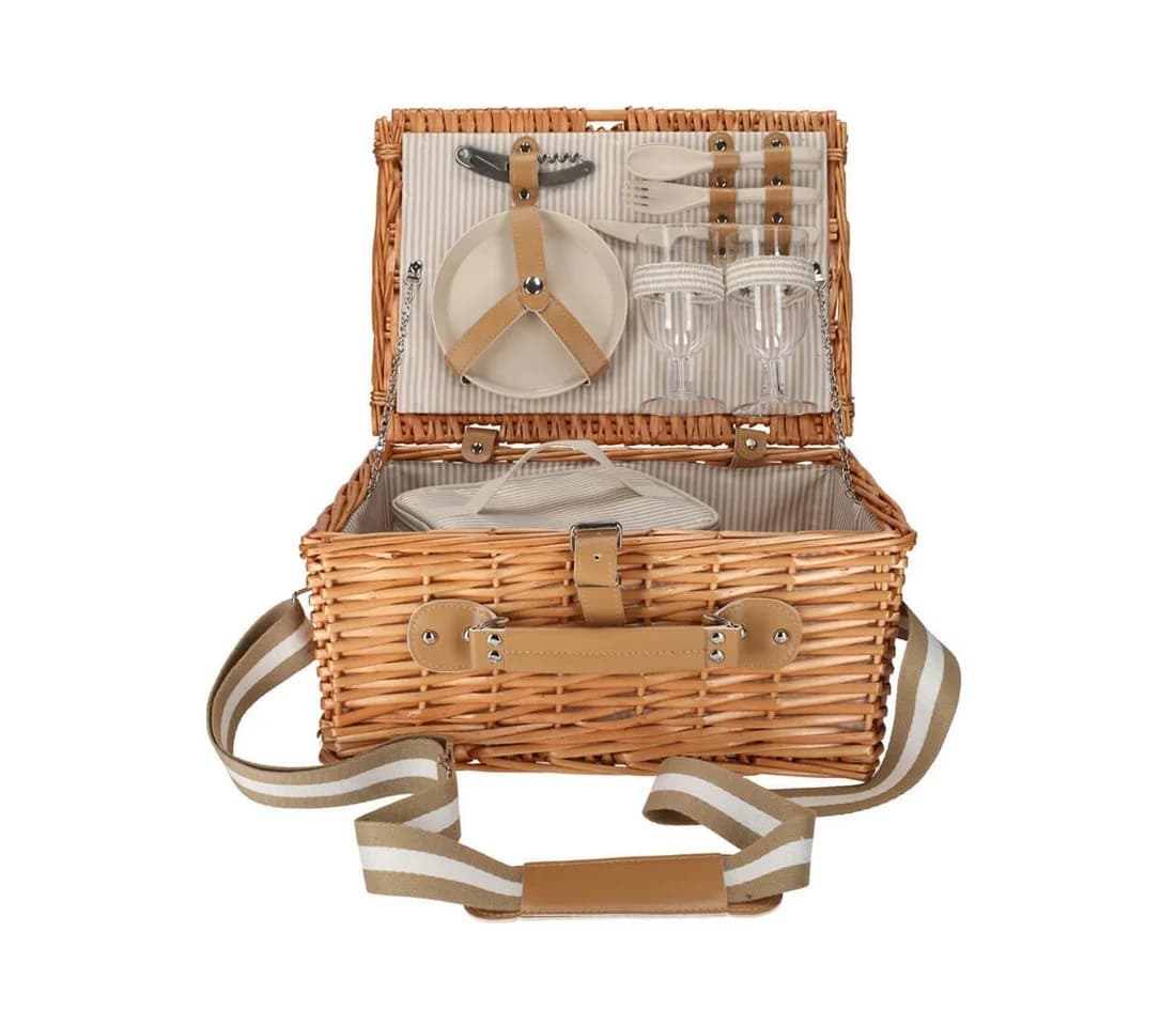 JENS Living Picknickkorb Set für 2 Personen mit Kühltasche & Besteck Weide Natur - Bild 2